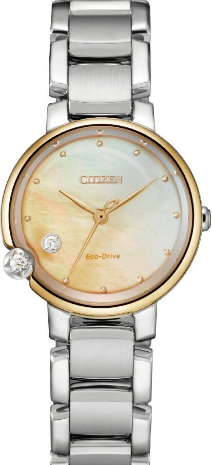 萬年鐘錶 - Citizen 星辰錶  L系列 限量真心光動能白蝶貝女錶   EW5586-86Y  錶徑27MM