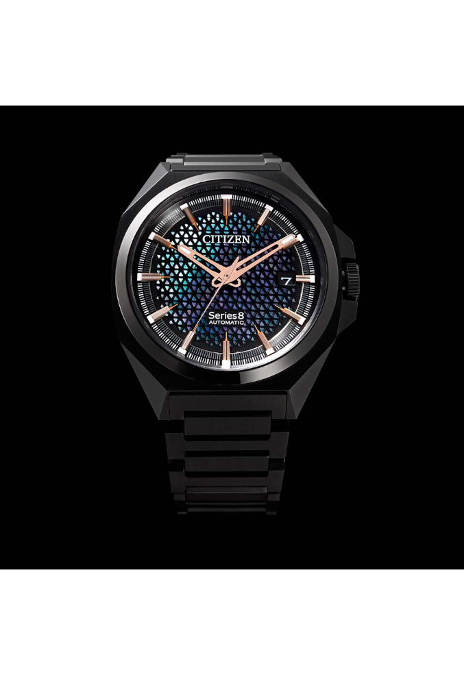 萬年鐘錶 - Citizen 星辰錶 series 8系列830款  絢麗全黑款經典不鏽鋼款機械男錶  NA1015-81Z  錶徑40MM