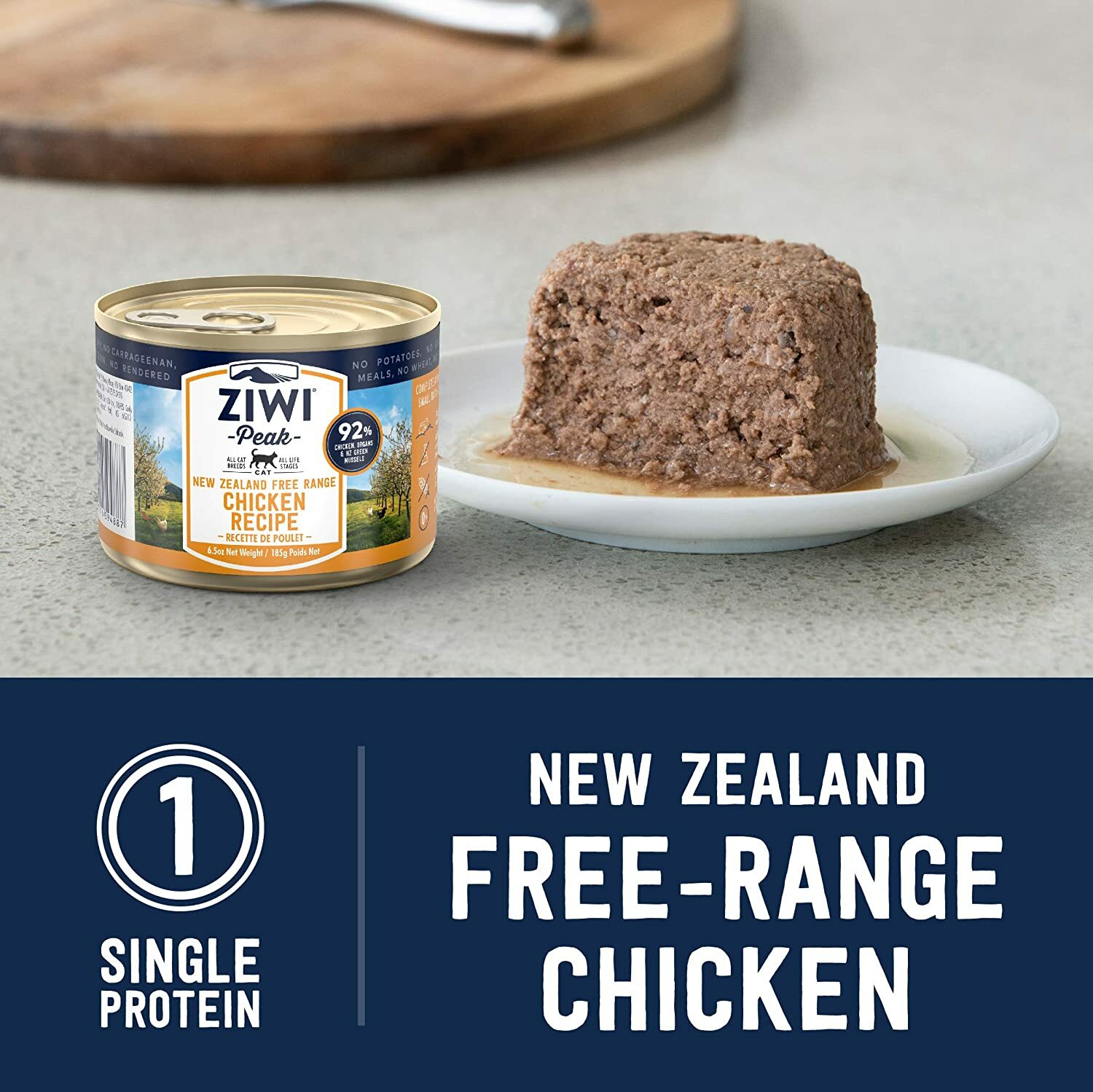 ZiwiPeak Canned Wet Cat Food - Free-Range Chicken 185g x 12