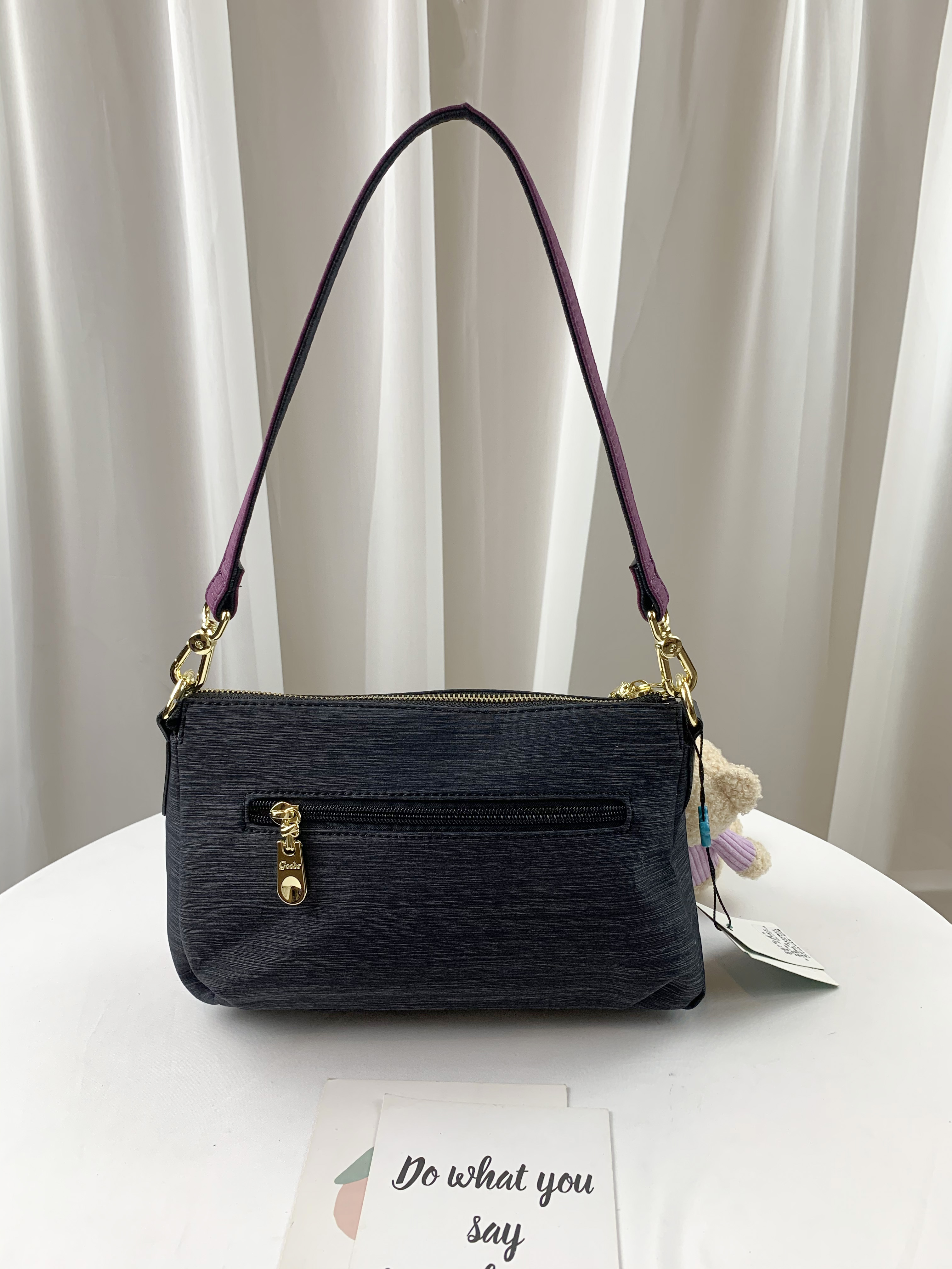 GOODS 黑紫拼色 防潑水肩背包 / 側背包#1921