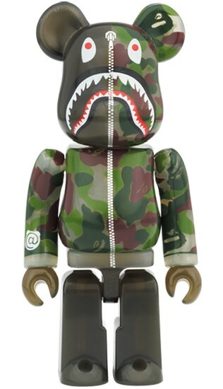 BE@RBRICK CLEAR ABC CAMO SHARK 100％ 400％ (Ready Stock)