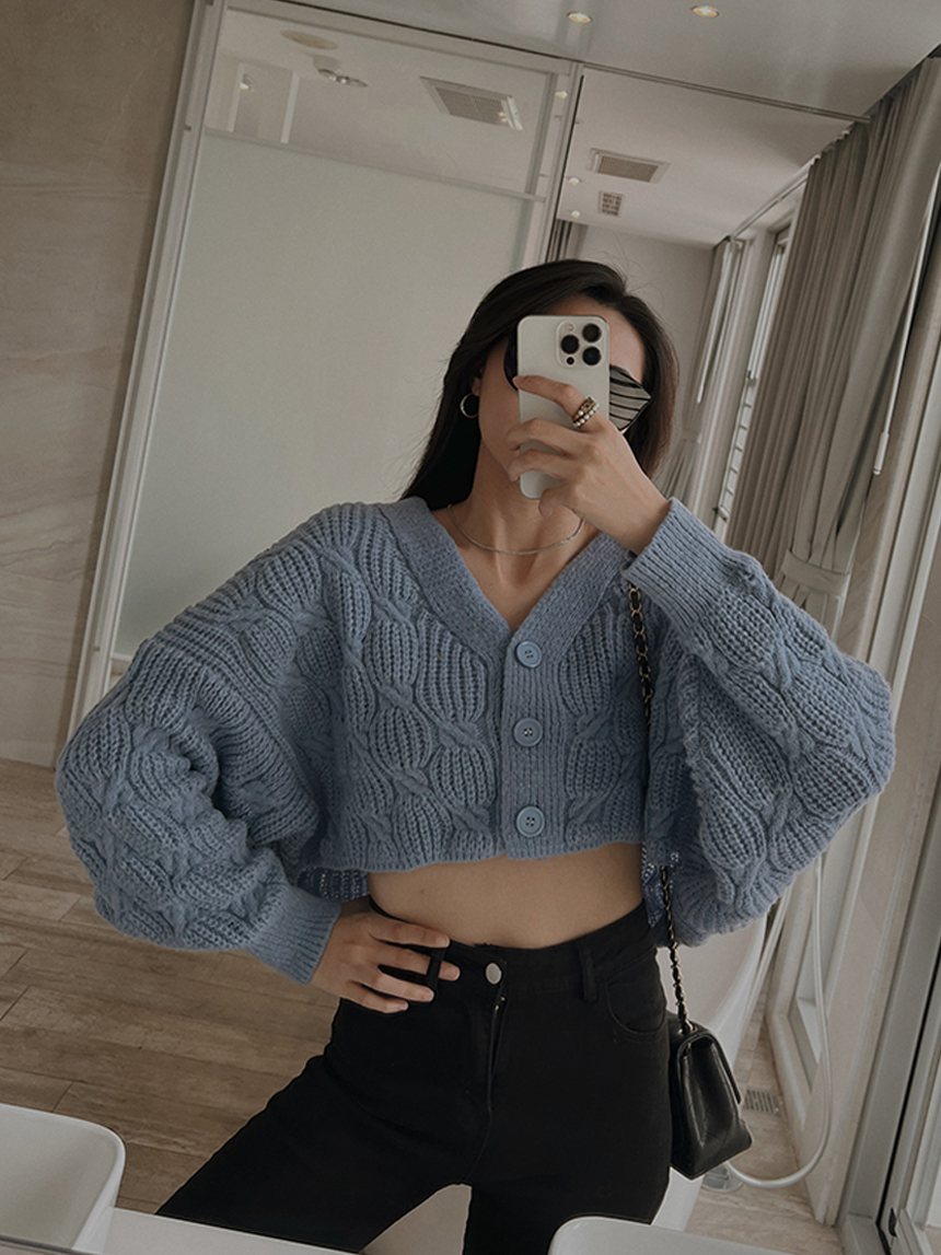 麻花短版開釦針織外套*3色