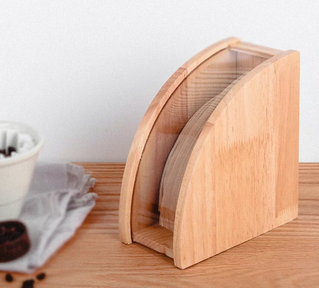 北歐風實木咖啡濾紙收納盒