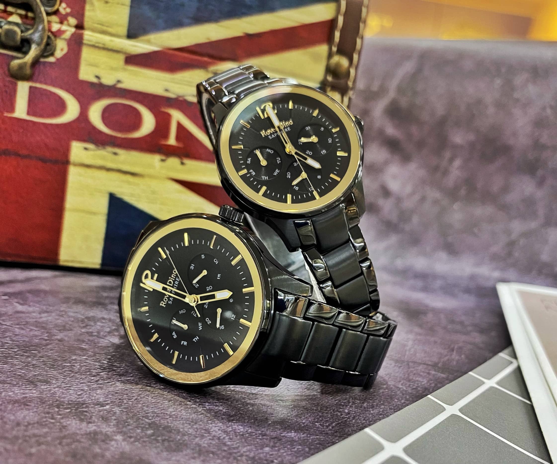 【Roven Dino羅梵迪諾】黑x金 流金歲月時尚對錶 RD791BG-436 (35mm) / RD790BG-436 (40mm)  現代鐘錶