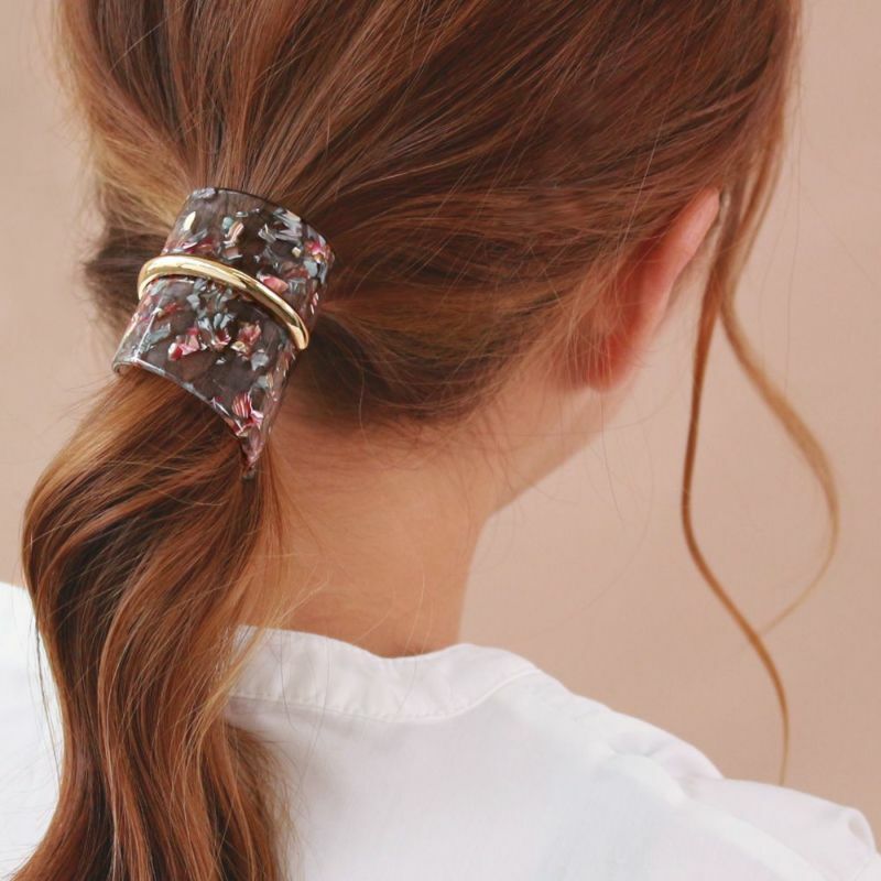 日本大理石紋長形髮圈插