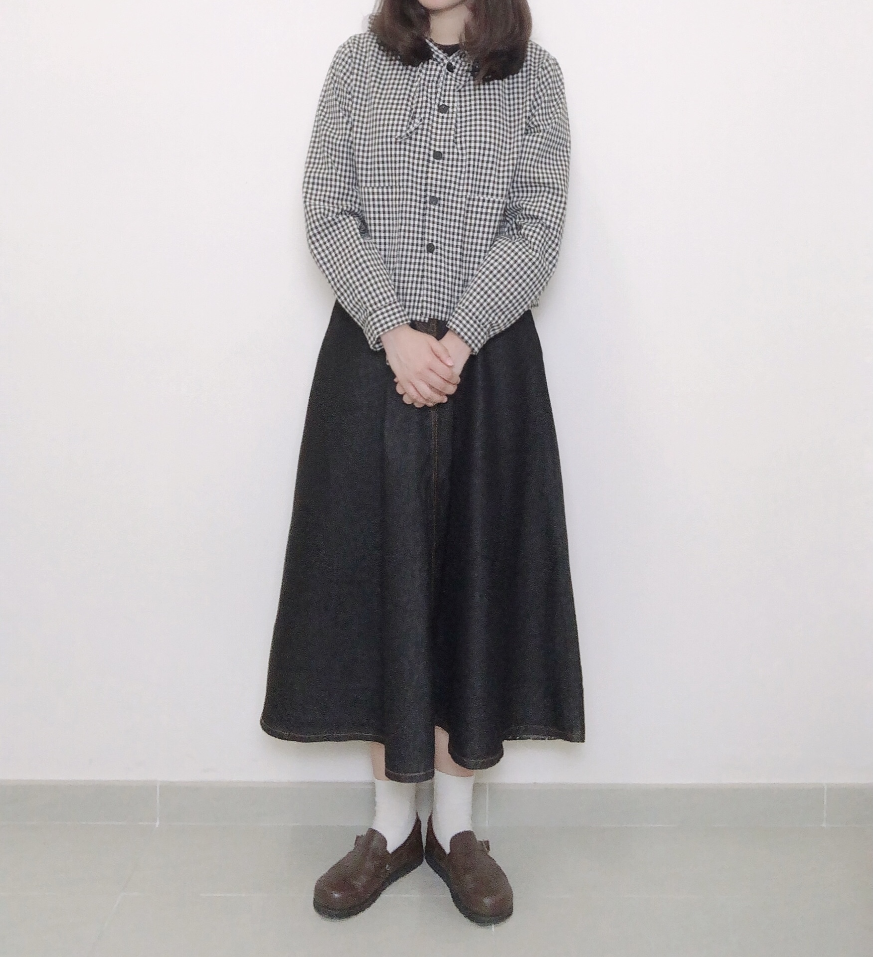 預訂 | KR. Black Denim Flare Skirt