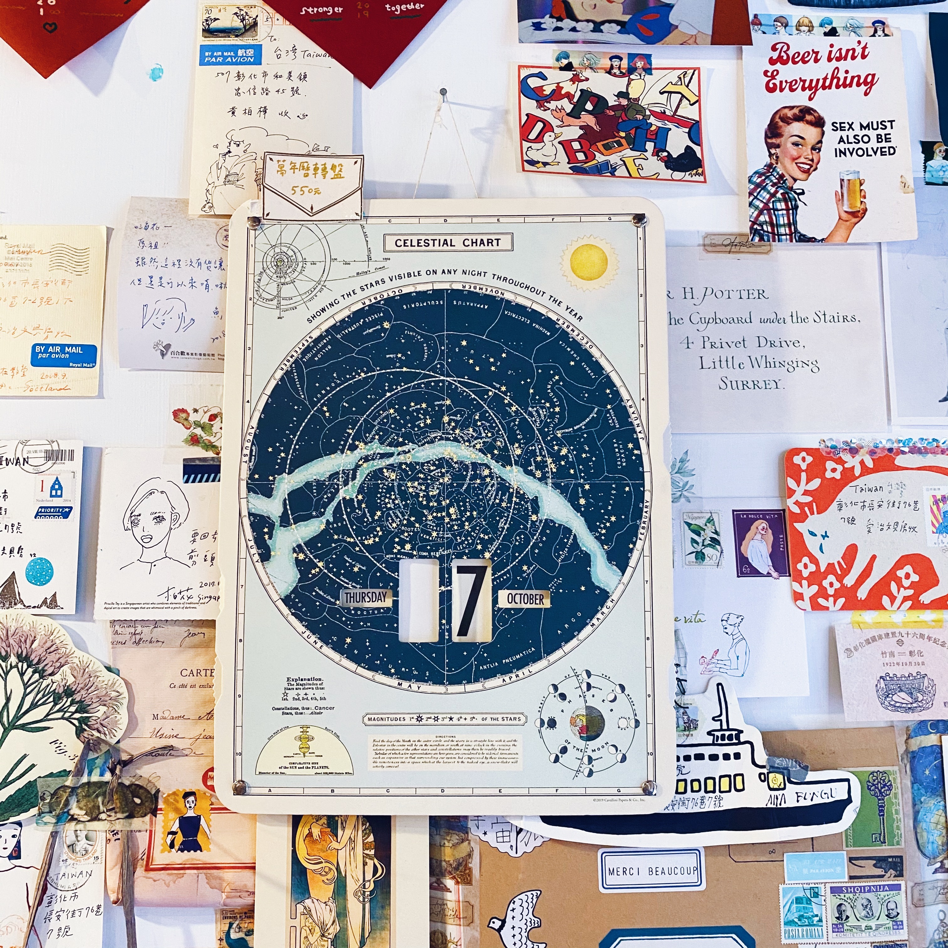 Cavallini &Co. 轉盤萬年曆 掛曆 天體圖