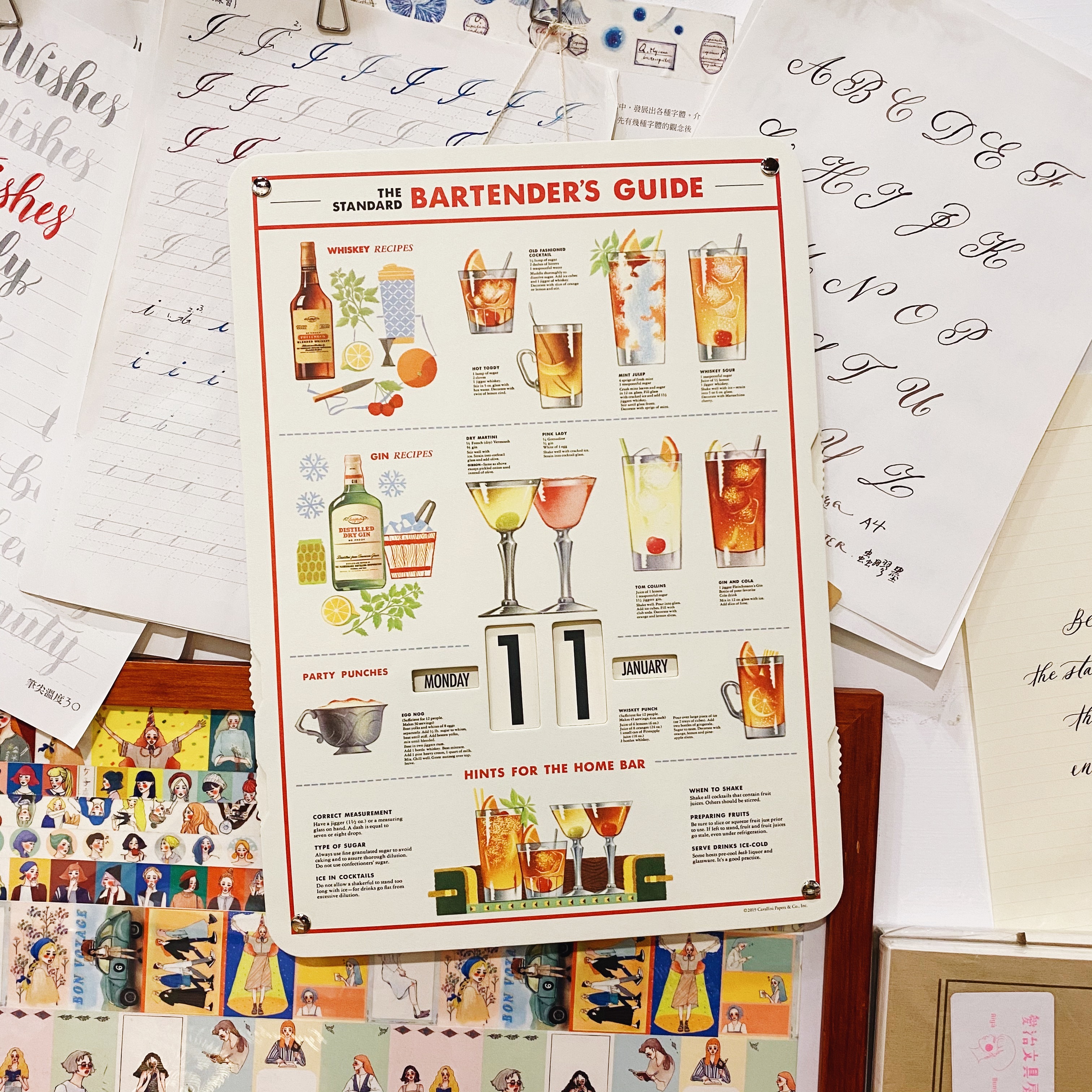 Cavallini &Co. 轉盤萬年曆 掛曆 雞尾酒