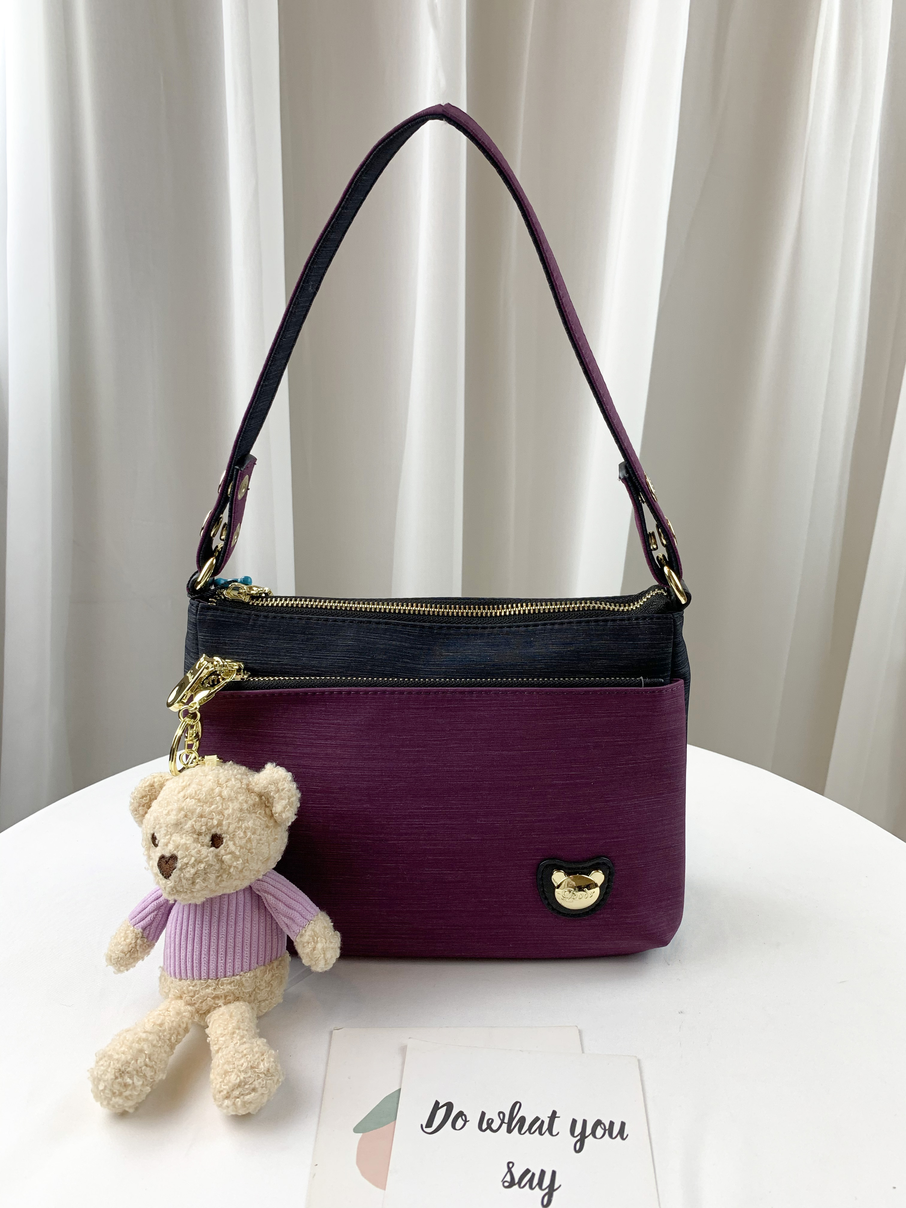 GOODS 黑紫拼色 防潑水肩背包 / 側背包  #2563