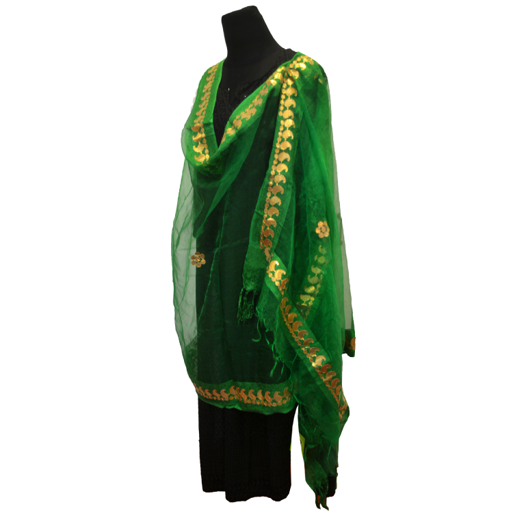 Women Green Chiffon Full Length Dupatta14