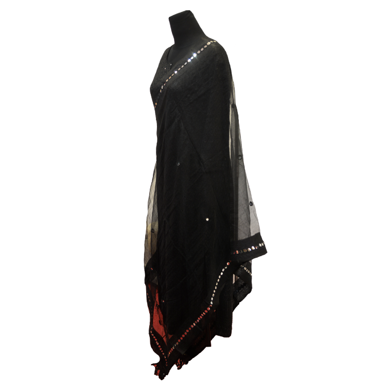 Women Black Chiffon Full Length Dupatta15