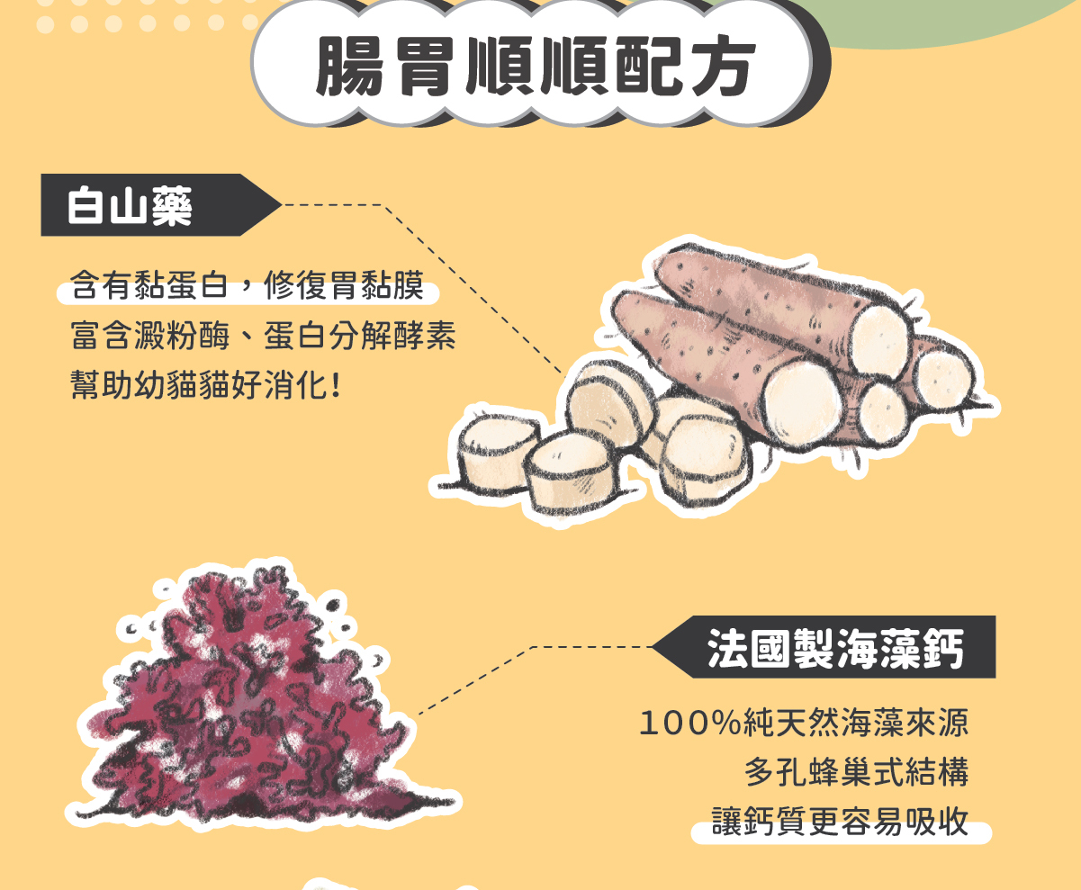 添加機能食材【白山藥】- 幫助幼貓好消化！ ✔ 陪心特調慕斯質地，方便幼貓舔食 ✔ 零澱粉、零穀物、無添加爭議性膠類 ✔ 最符合幼貓一餐所需的營養主食罐 ✔ 懷孕母貓、瘦弱成貓、手術虛弱貓也能吃 ✔ 符合AAFCO&NRC建議之營養標準