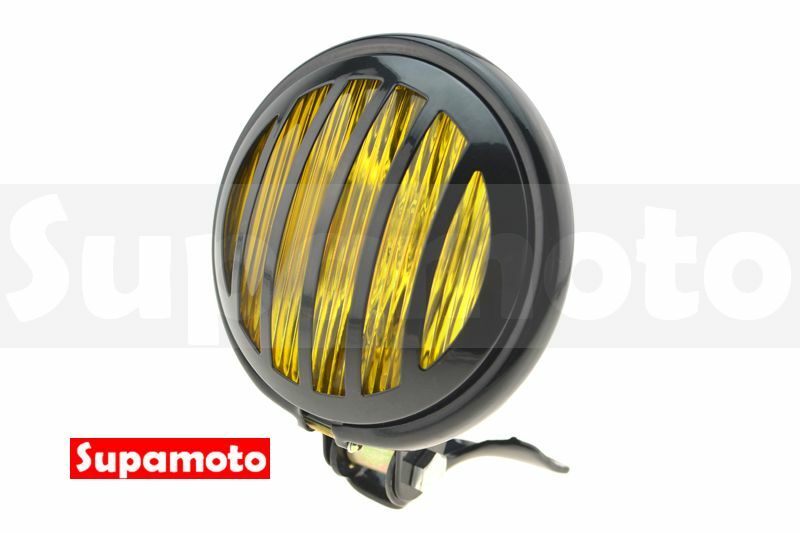 -Supamoto- D602 柵欄 大燈 黃金 小燈 5吋 48 哈雷 黑色 復古 cafe racer KTR 野狼