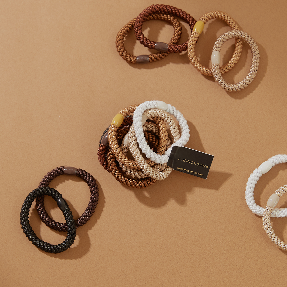 L. ERICKSON 彈力髮圈8入-粗版〈焦糖可可〉