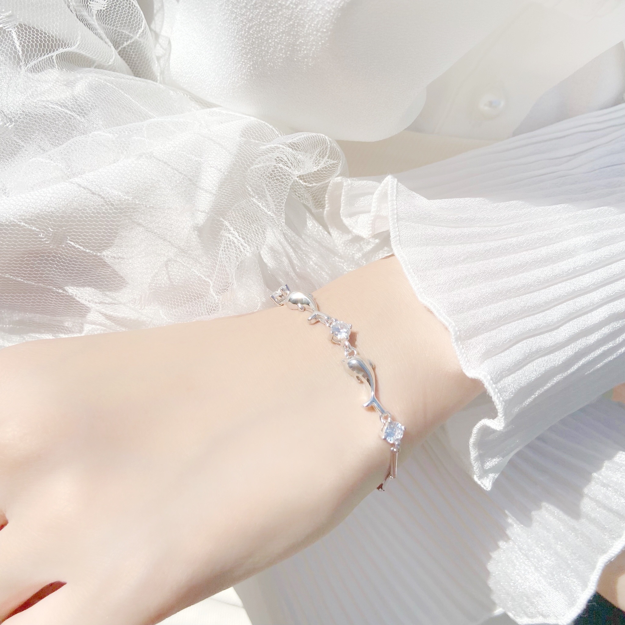 | 925純銀・白金・ 玫瑰金 | 海豚邂逅軟手鐲 (銀 / 玫瑰金) | BR0440 |