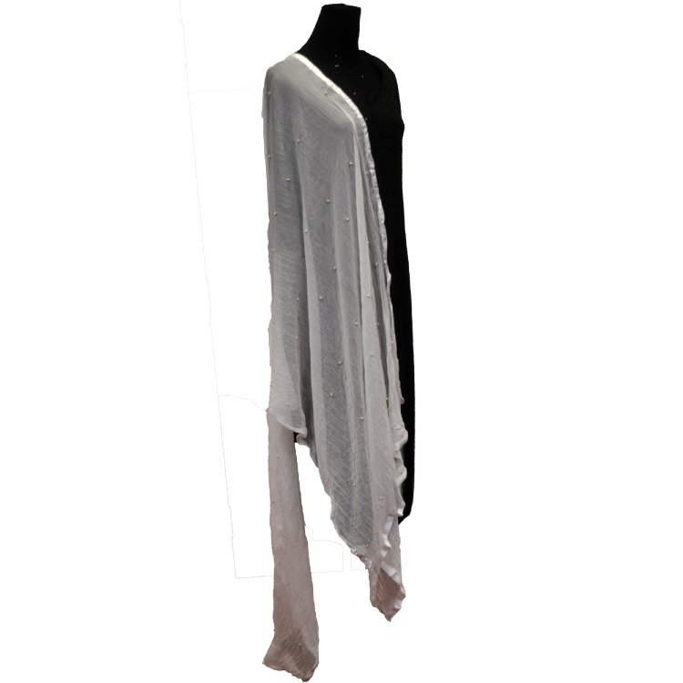 Women White Chiffon Full Length Dupatta23