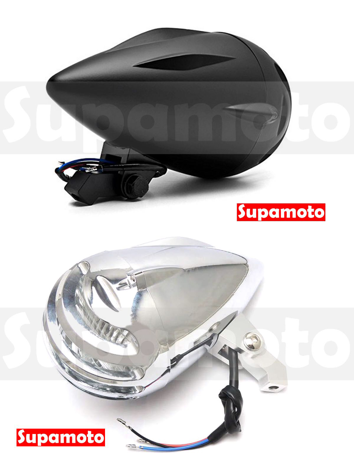 -Supamoto- D611 柵欄 砲彈 大燈 美式 維納斯 883 BOLT 復古 H4 消光黑 電鍍 頭燈