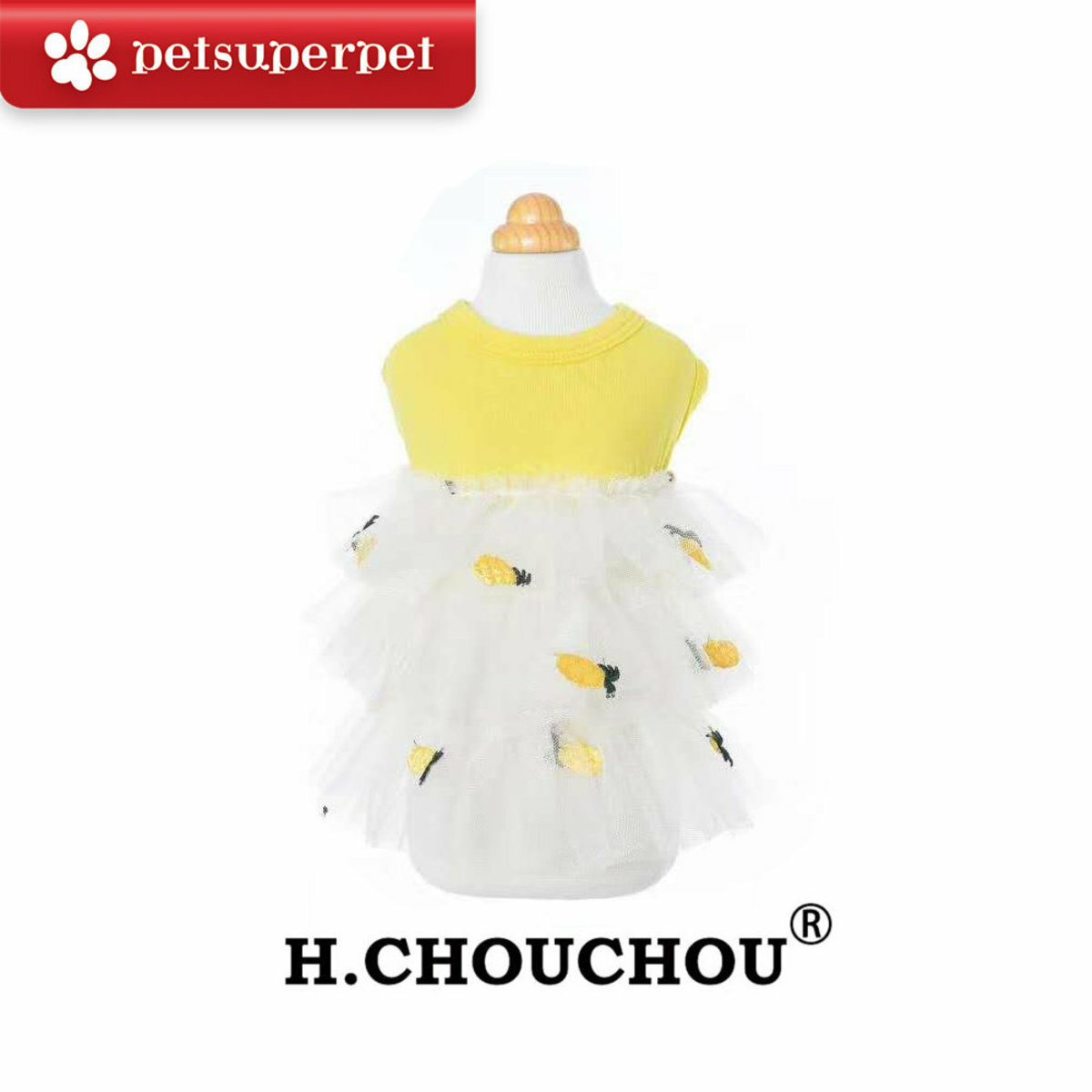 H.CHOUCHOU 黃色網紗塔裙 (平行進口貨品) (多款尺寸)