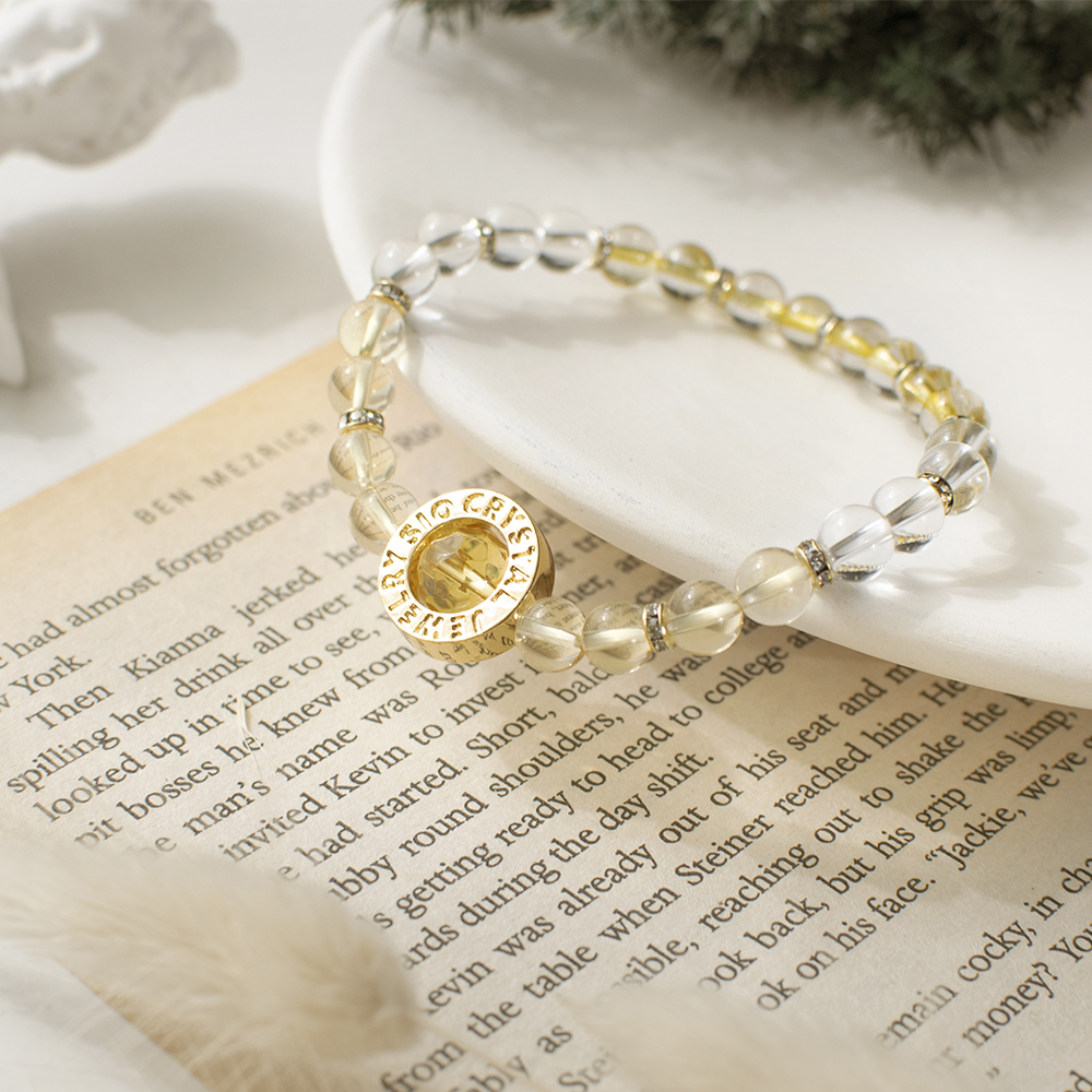 能量手鍊【浪花上的海馬】白水晶金髮晶黃水晶手鍊