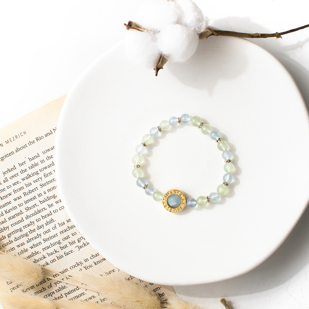 能量手鍊【雨露清晨】葡萄石海藍寶手鍊