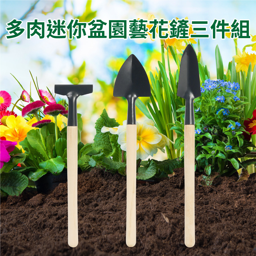 多肉迷你盆園藝花鏟三件組
