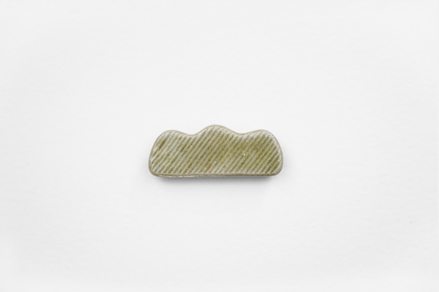 青人窯-筷架 枝豆 刻纹 魚沼綠灰釉 (薄綠)