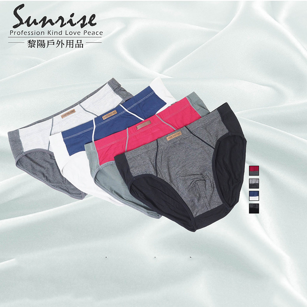 男雙色透氣三角內褲 (藍、深灰、淺灰、紅) 三角褲/透氣/彈性/舒適/囊袋立體剪裁 22POE3812