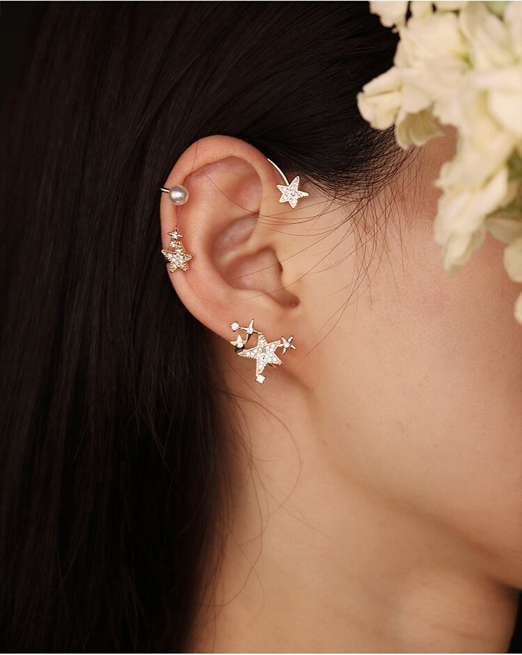 星星珍珠高級耳飾/耳掛