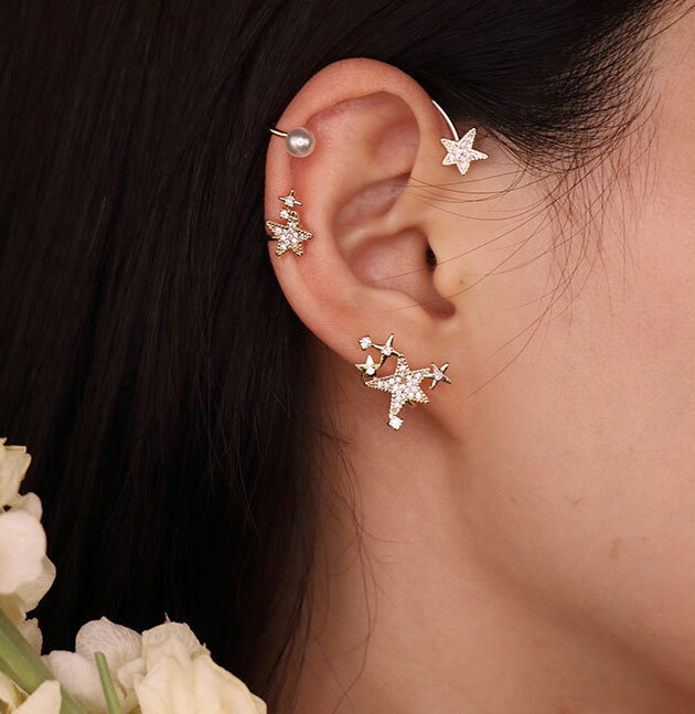 星星珍珠高級耳飾/耳掛