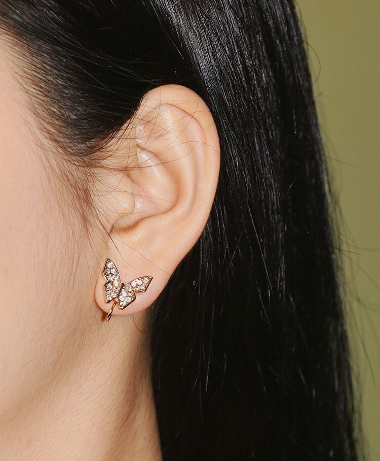 鋯石蝴蝶飛飛 不對稱耳夾