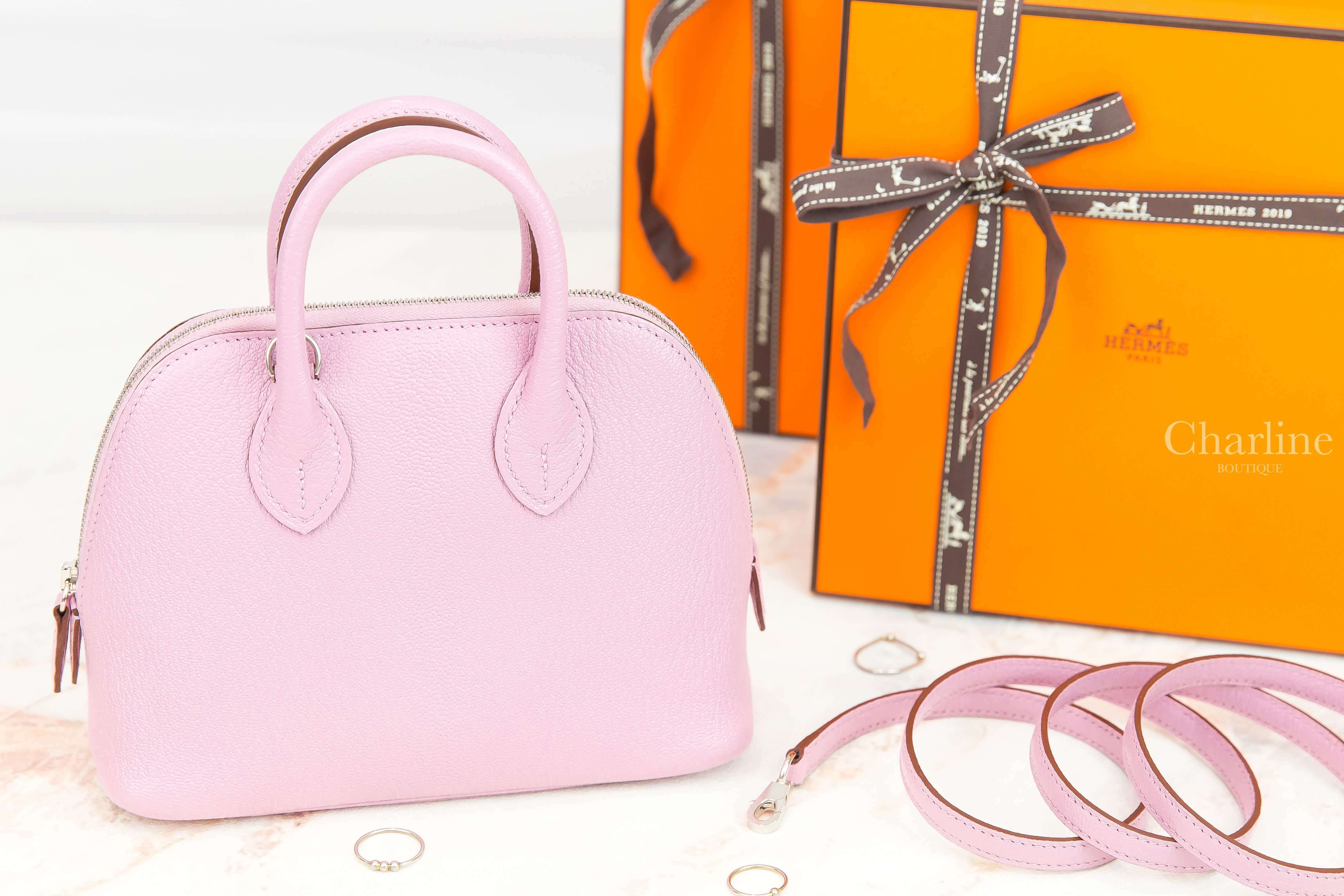 Hermès Bolide 1923 Mini X9 Mauve Sylvestre Chevre Mysore 錦葵粉銀釦迷你手提肩背包