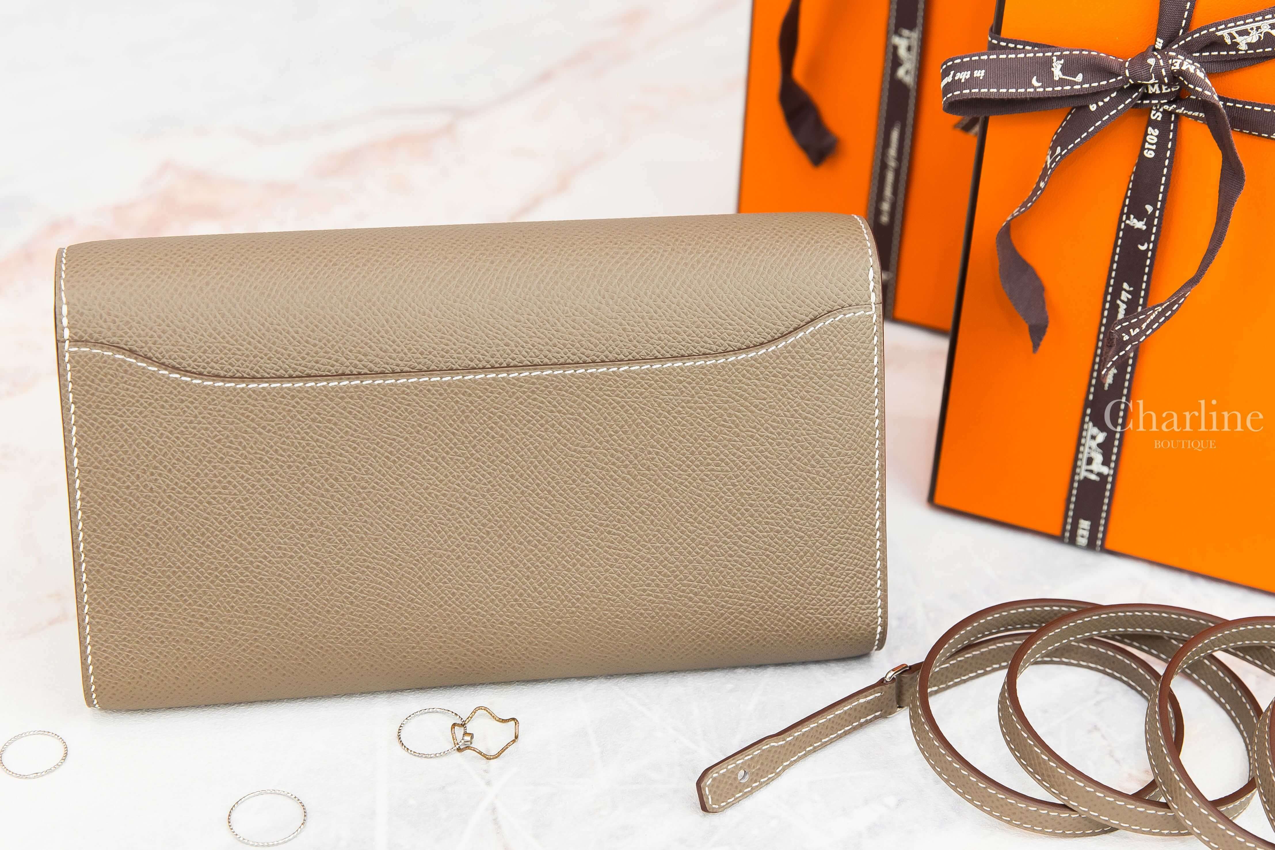 Hermès Constance Long To Go Wallet 18 Etoupe Epsom Z刻大象灰銀釦肩背包-Charline Boutique 精品代購