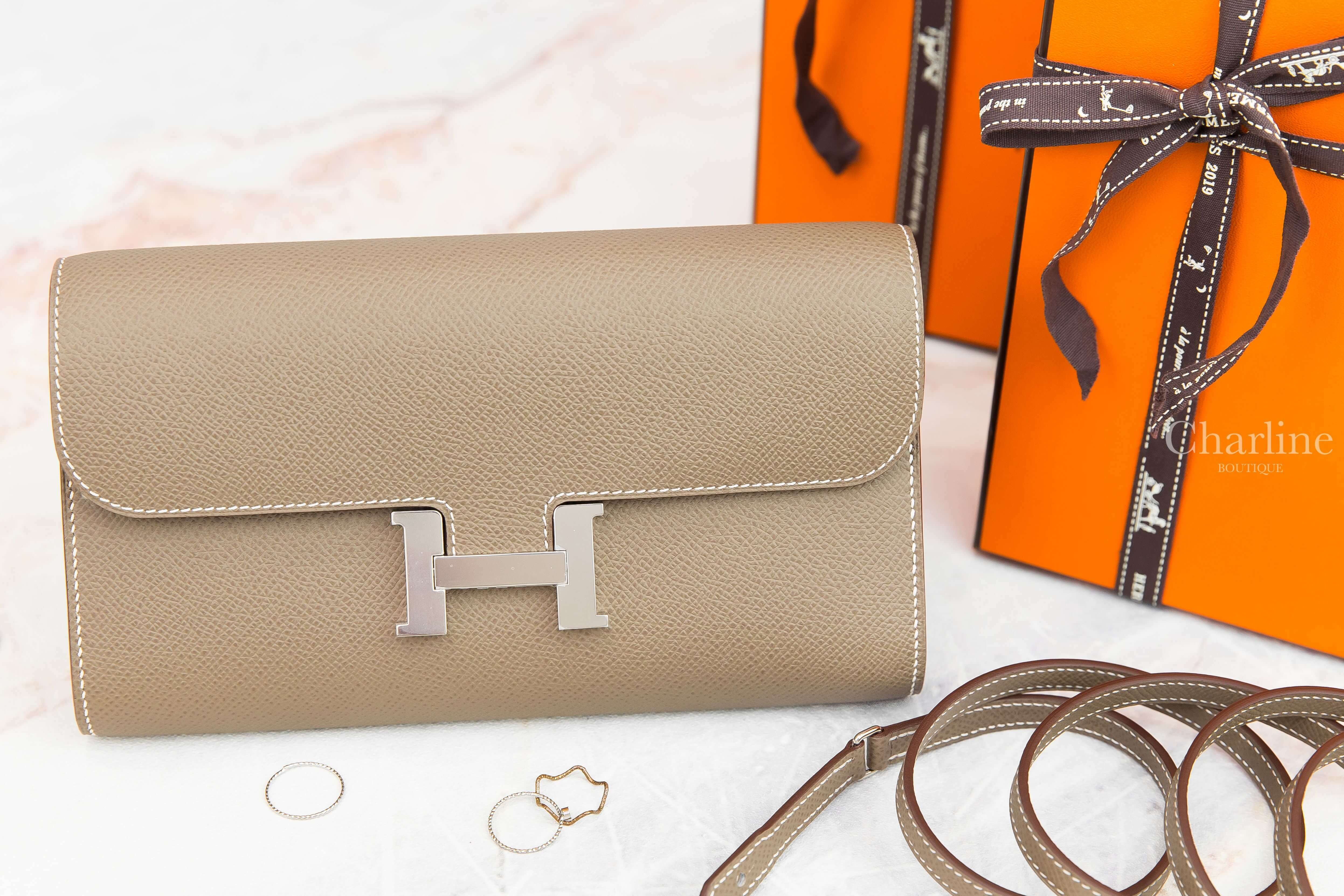 Hermès Constance Long To Go Wallet 18 Etoupe Epsom Z刻大象灰銀釦肩背包-Charline Boutique 精品代購
