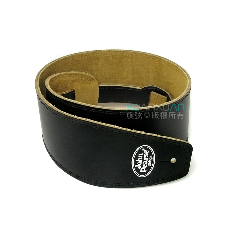 John Pearse JohnPearse 寬版真皮肩背帶 馬鞍皮 黑色 第 2 張圖片｜三峽吉他 / Bass