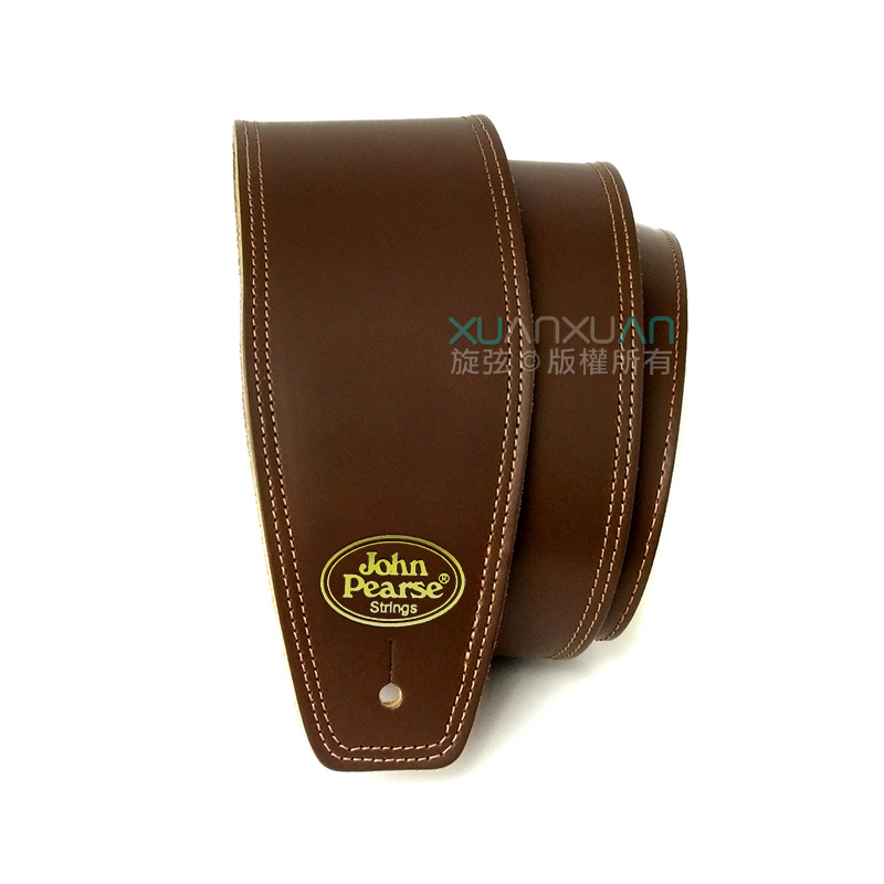 John Pearse JohnPearse 寬版真皮肩背帶 馬鞍皮 咖啡色 — 三峽吉他 / Bass