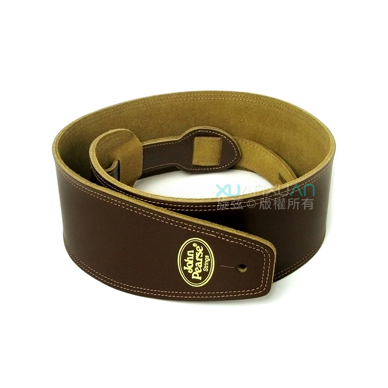 John Pearse JohnPearse 寬版真皮肩背帶 馬鞍皮 咖啡色 第 2 張圖片｜三峽吉他 / Bass