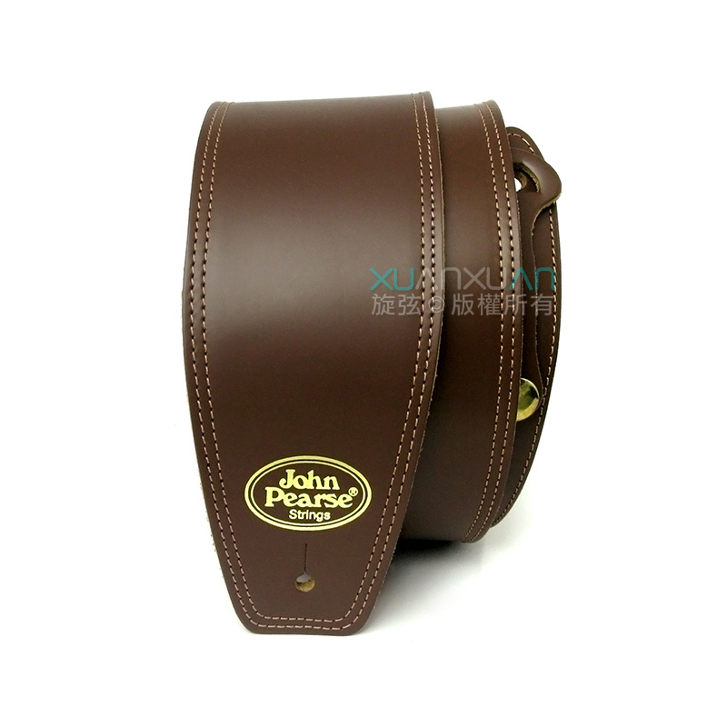 John Pearse JohnPearse 寬版真皮肩背帶 馬鞍皮 咖啡色 附導線耳掛 — 三峽吉他 / Bass｜YA! 玩音樂