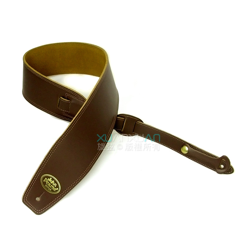 John Pearse JohnPearse 寬版真皮肩背帶 馬鞍皮 咖啡色 附導線耳掛 第 2 張圖片｜三峽吉他 / Bass