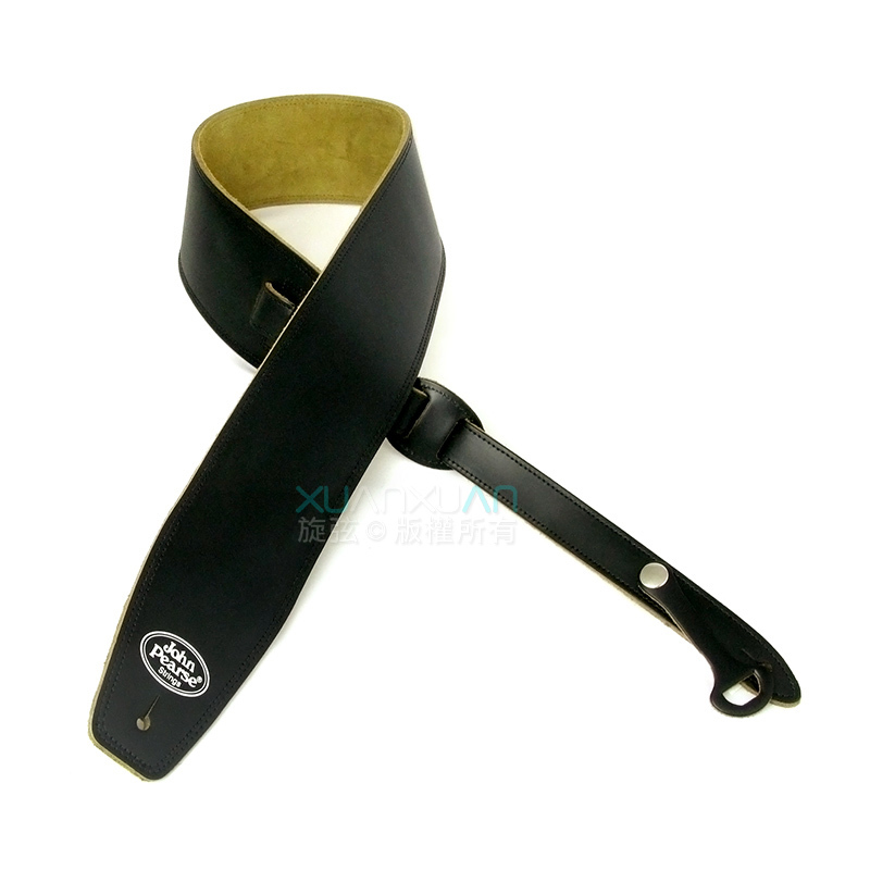 John Pearse JohnPearse 寬版真皮肩背帶 馬鞍皮 黑色 附導線耳掛 第 2 張圖片｜三峽吉他 / Bass