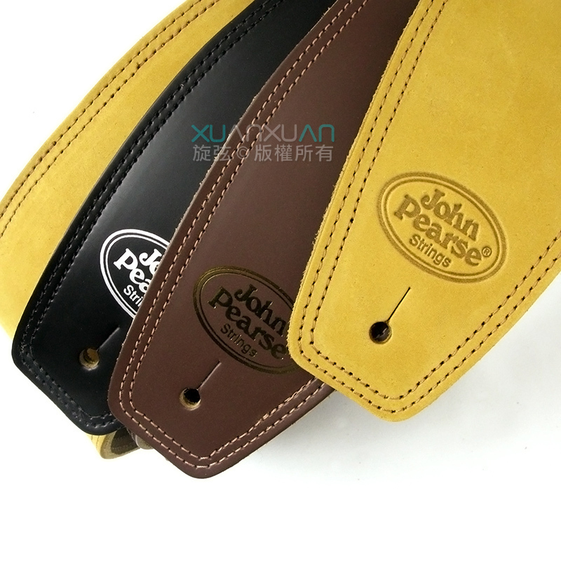 John Pearse JohnPearse 寬版真皮肩背帶 馬鞍皮 黑色 附導線耳掛 第 3 張圖片｜三峽吉他 / Bass