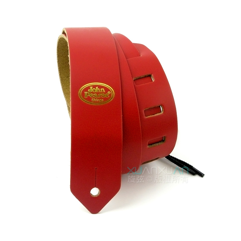 John Pearse JohnPearse 窄版真皮肩背帶 Skinny™系列 真皮 正紅色 — 三峽吉他 / Bass