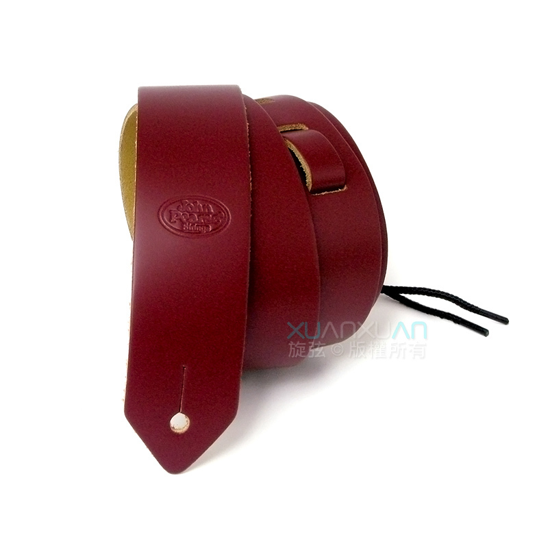 John Pearse JohnPearse 窄版真皮肩背帶 Skinny™系列 真皮 勃根地紅 — 三峽吉他 / Bass