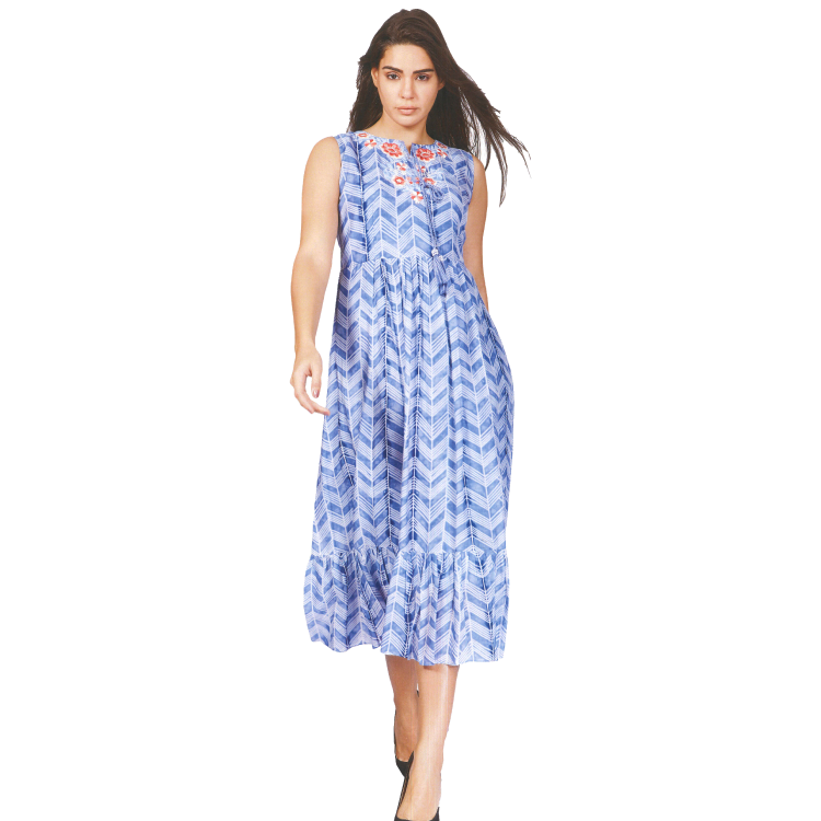 Wmone Multi Colour Soft Cool Rayon Pleated Hem Sleeveless Mid Kurti Jippa LJE1318