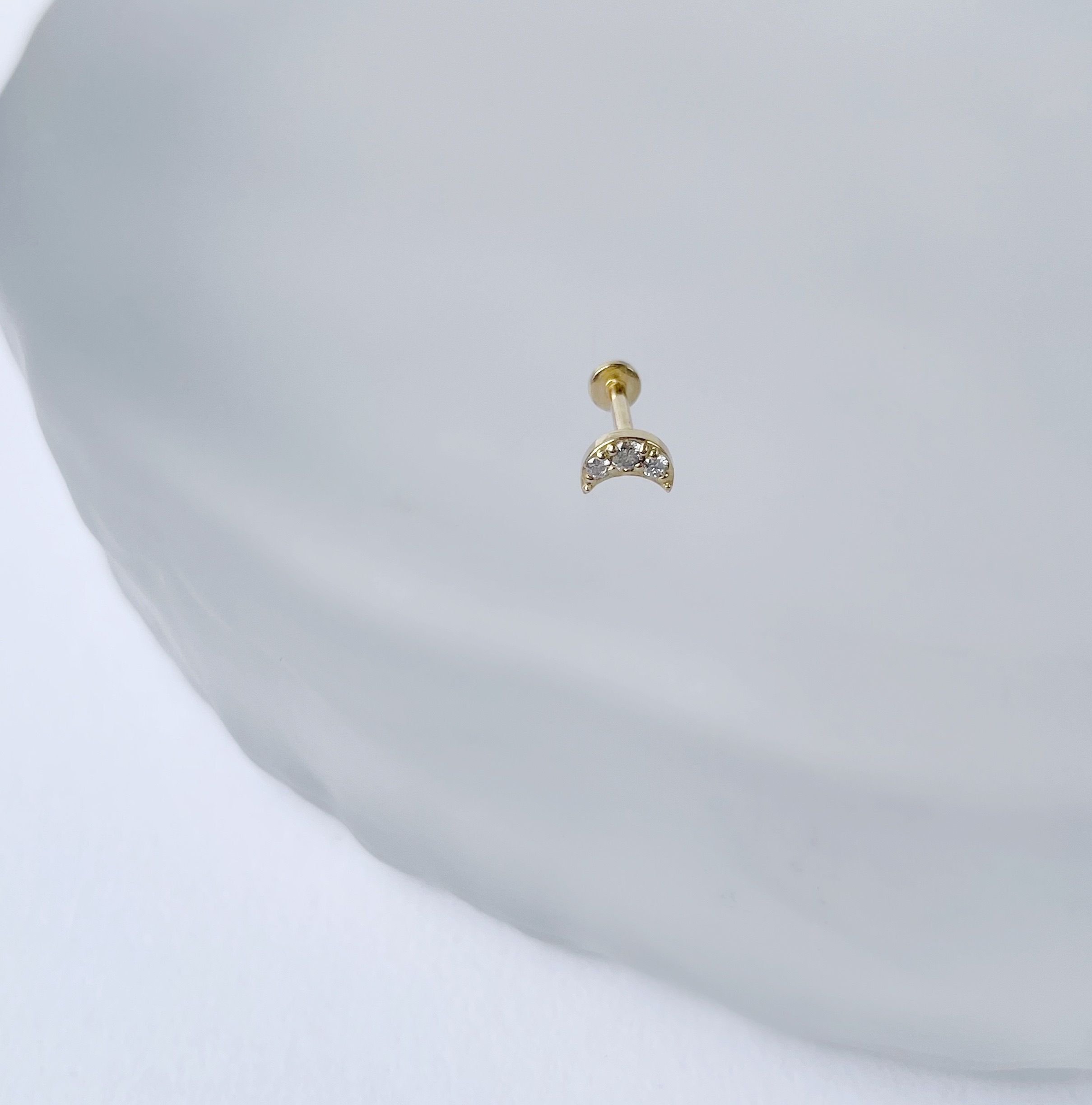 14K小彎月真鑽Stud耳環