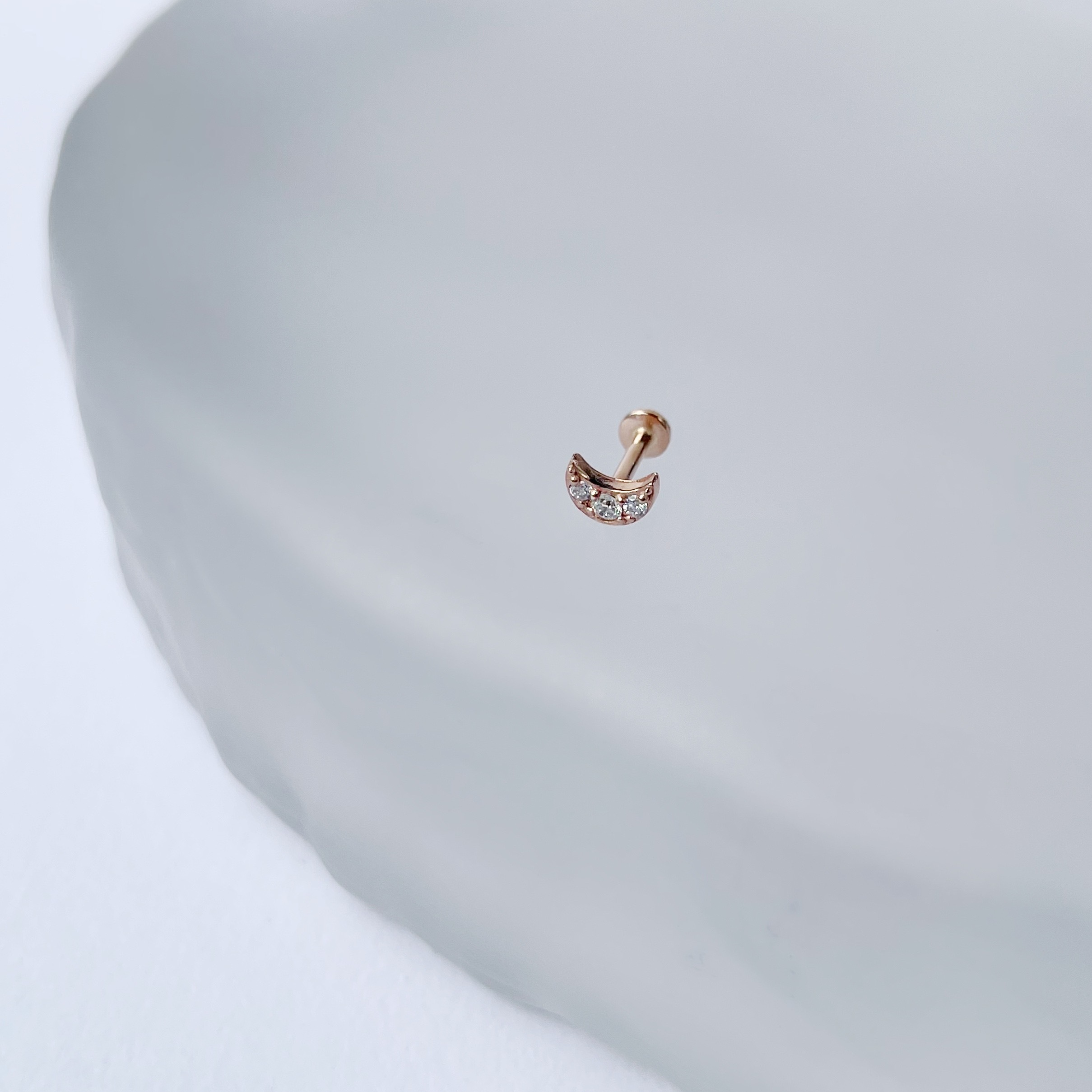 14K小彎月真鑽Stud耳環