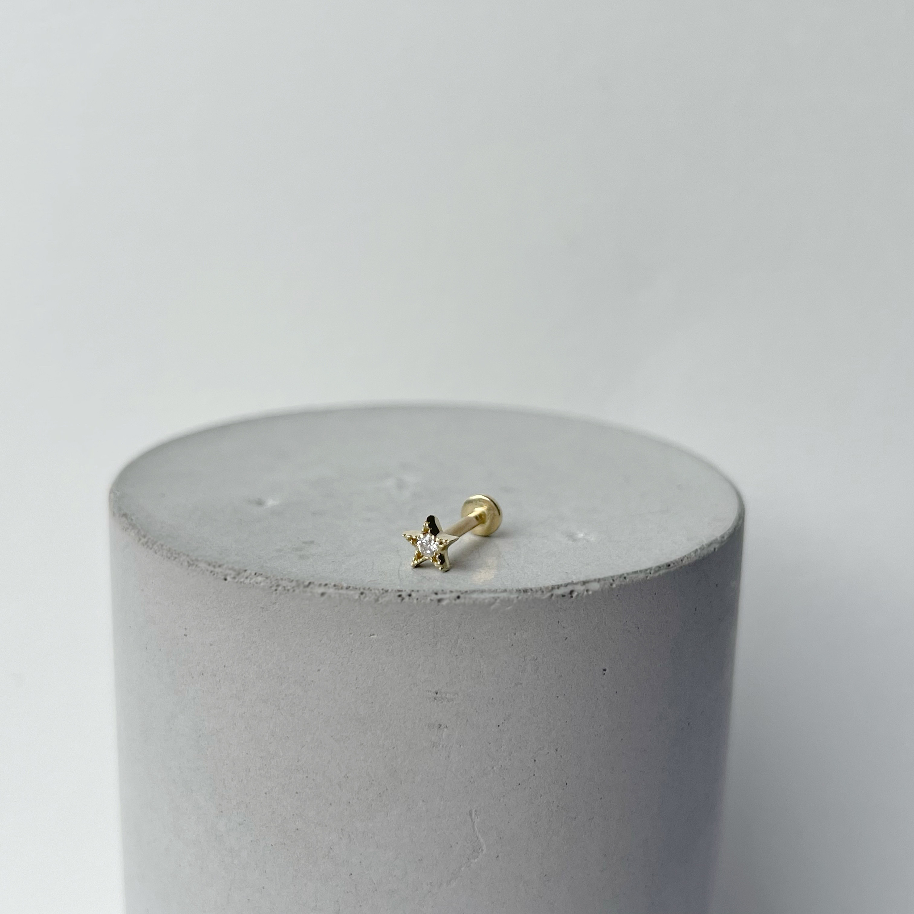 14K小星星白鑽Stud耳環