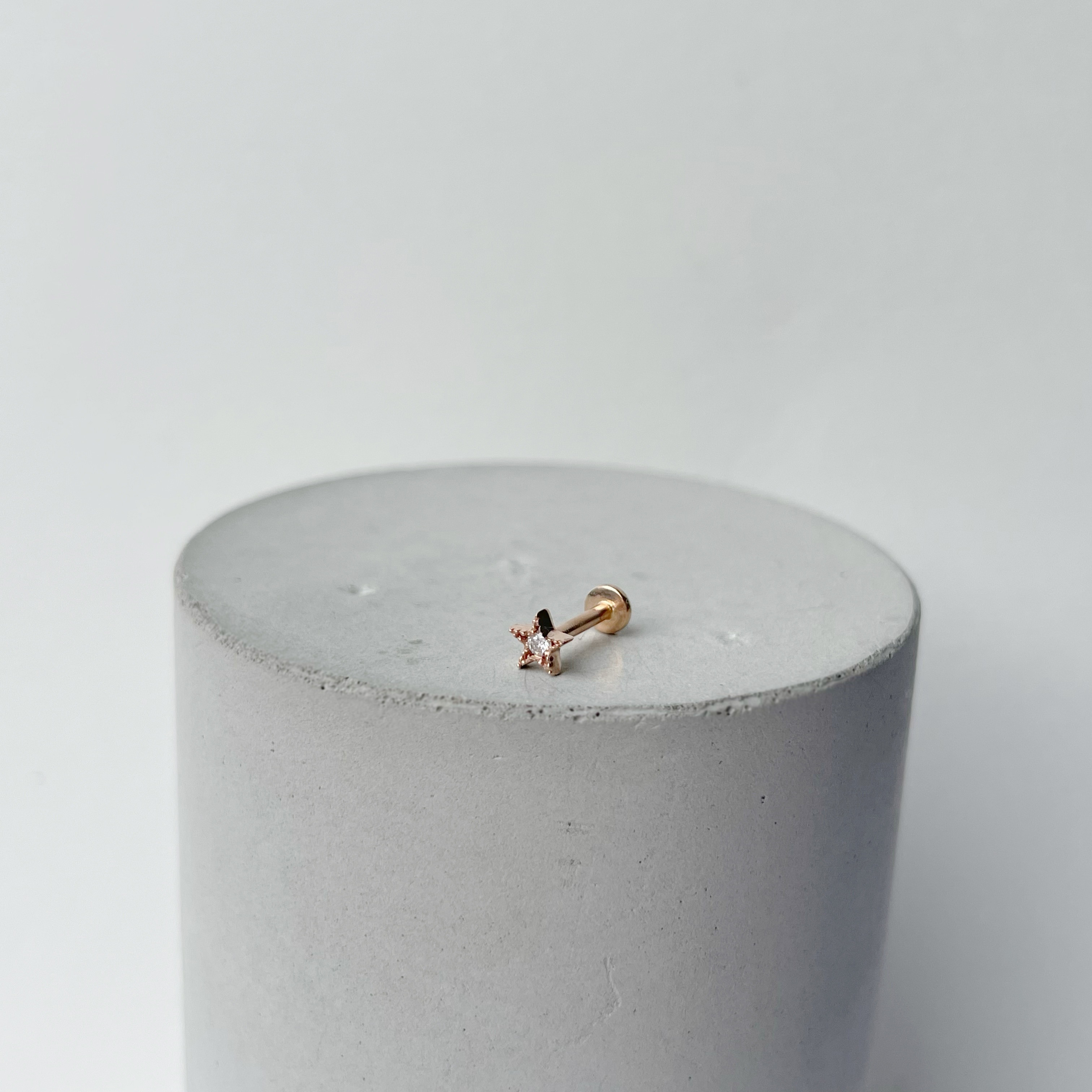 14K小星星白鑽Stud耳環