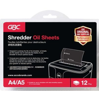 GBC 粒狀碎紙機用油袋 Shredder Oil Sheet 碎紙機油紙(12pc/pack) 也可用於不同品牌碎紙機