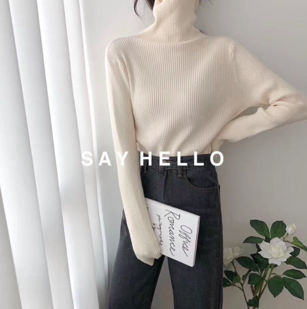 ᴷᴼᴿᴱᴬ 🇰🇷   <現貨>高領顯瘦超彈力直條打底上衣 （八色）