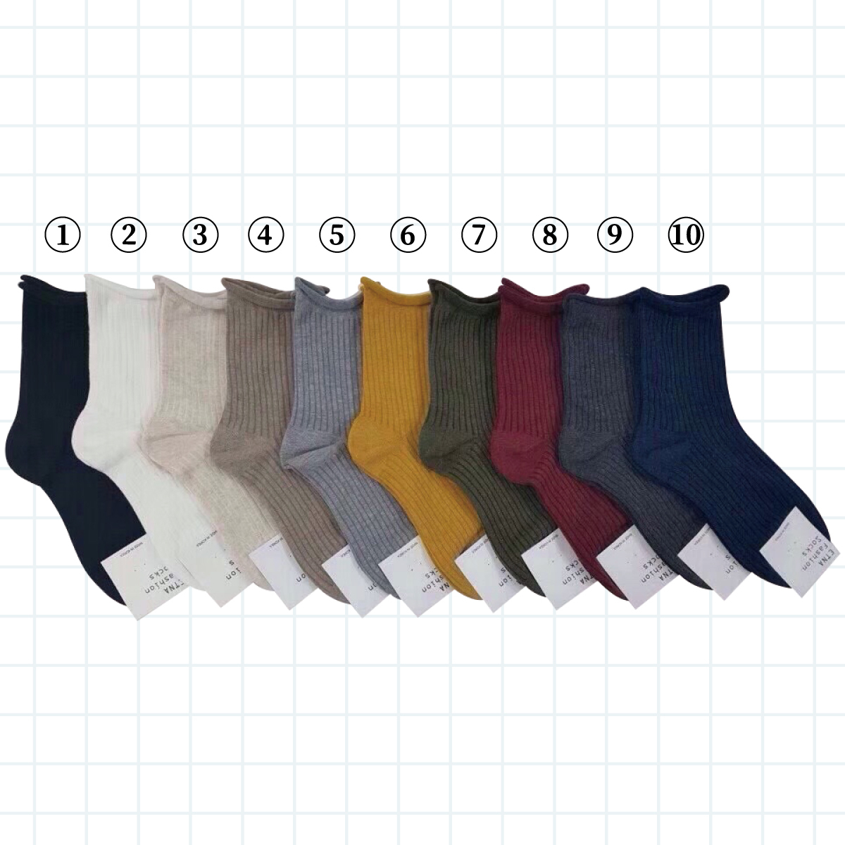 韓國素色長襪-3